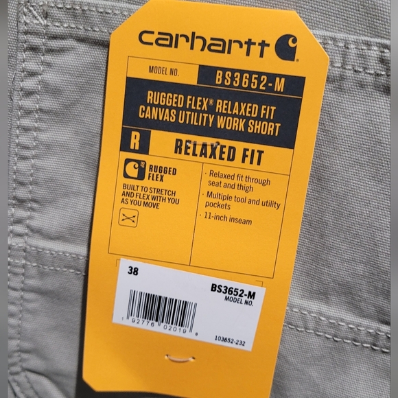 New Carhartt Rugged Flex Relaxed Fit Canvas Utility Work Short Size 38 - Picture 4 of 5